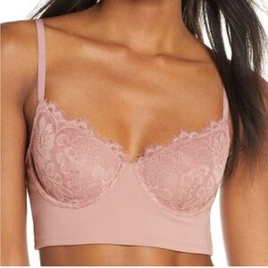 Free People Bianca Longline Underwire Balconette Bra In Vintage Rose Size S